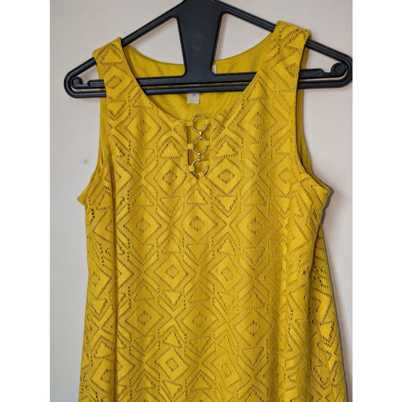 Tacera Yellow Sleeveless Lace Shift Dress S, Women's - Picture 5 of 6